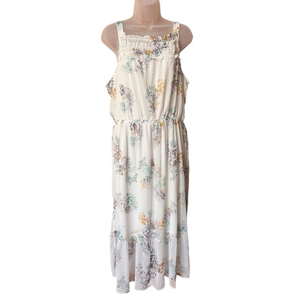 Maurice's White Floral Ruffle Maxi Dress Sz XL Romantic Prairie Cottage Boho - Picture 8 of 10